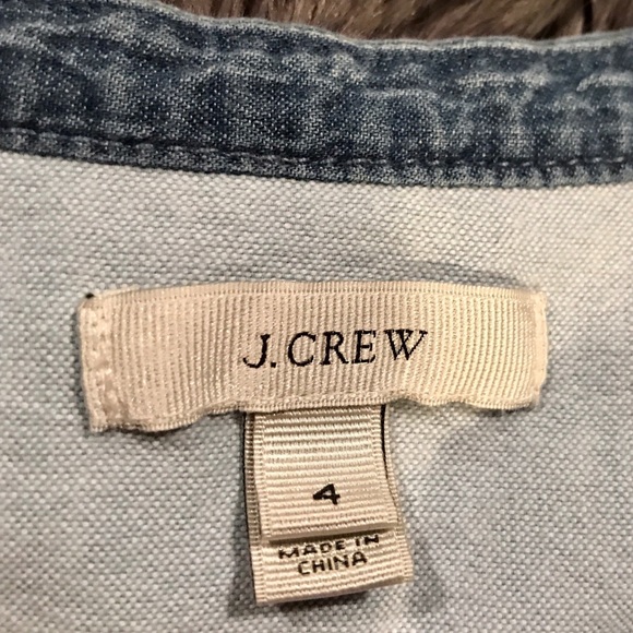 J. Crew Blue Denim Button Blouse, Darker Trim - Picture 6 of 6